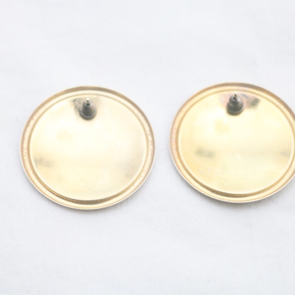 80s Vintage "TWENTY WEST" Large Patterned Earrings - Picture 3 of 4